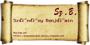 Szénásy Benjámin névjegykártya