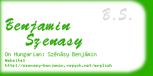 benjamin szenasy business card